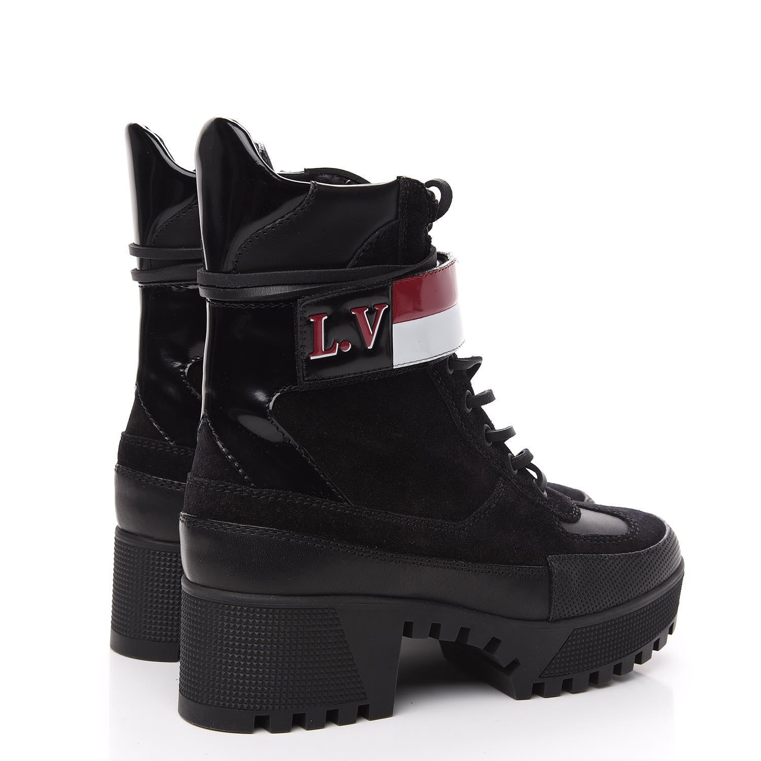 Louis Vuitton Suede Calfskin Laureate Platform Desert Boots 37 Black 4 of 6