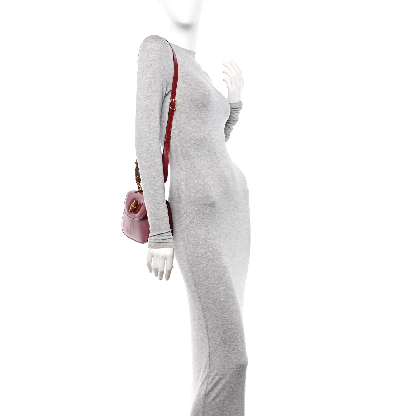 Boarded Dyana Lux Calfskin Web Small Bamboo 1947 Top Handle Bag Red