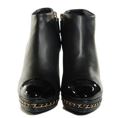 Chanel Lambskin Platform Chain Ankle Boots 36.5 Black 2 of 8