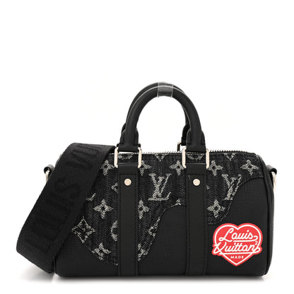 Louis Vuitton X NIGO Taurillon Monogram Denim Drip Keepall XS Black 1 of 9