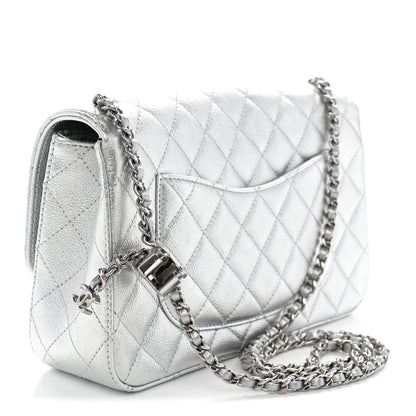 Chanel Metallic Caviar Quilted Medium CC Slide Flap Silver 3 of 11
