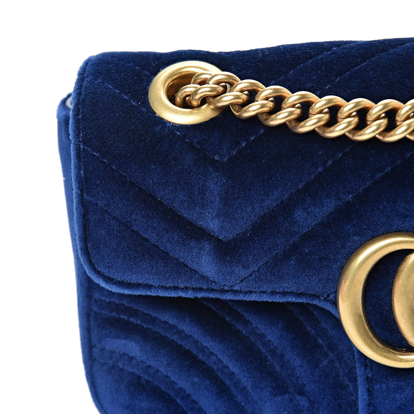 Velvet Matelasse Mini GG Marmont Shoulder Bag Cobalt Blue