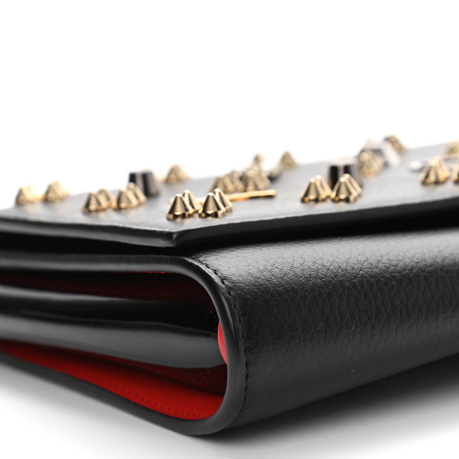 Christian Louboutin Grained Calfskin Spikes Loubinthesky Paloma Wallet On Chain Black Multimetal 9 of 11