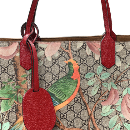 Gucci GG Supreme Monogram Tian Medium Shopping Tote Beige Multicolor Red 8 of 11