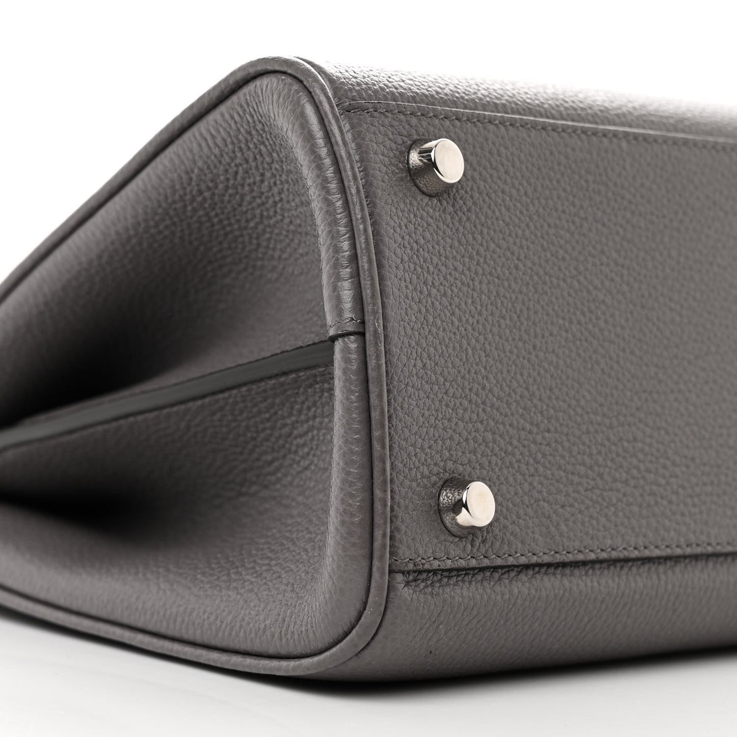 Grainy Calfskin Small Zumi Top Handle Bag Dusty Grey