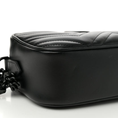 Gucci Calfskin Matelasse Monochrome Small GG Marmont Chain Shoulder Bag Black 9 of 10