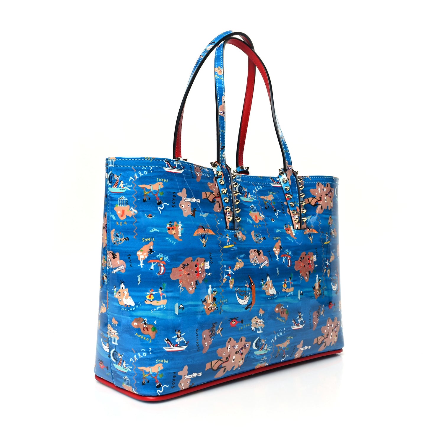 Patent Calfskin Small Greekaba Cabata Tote Blue