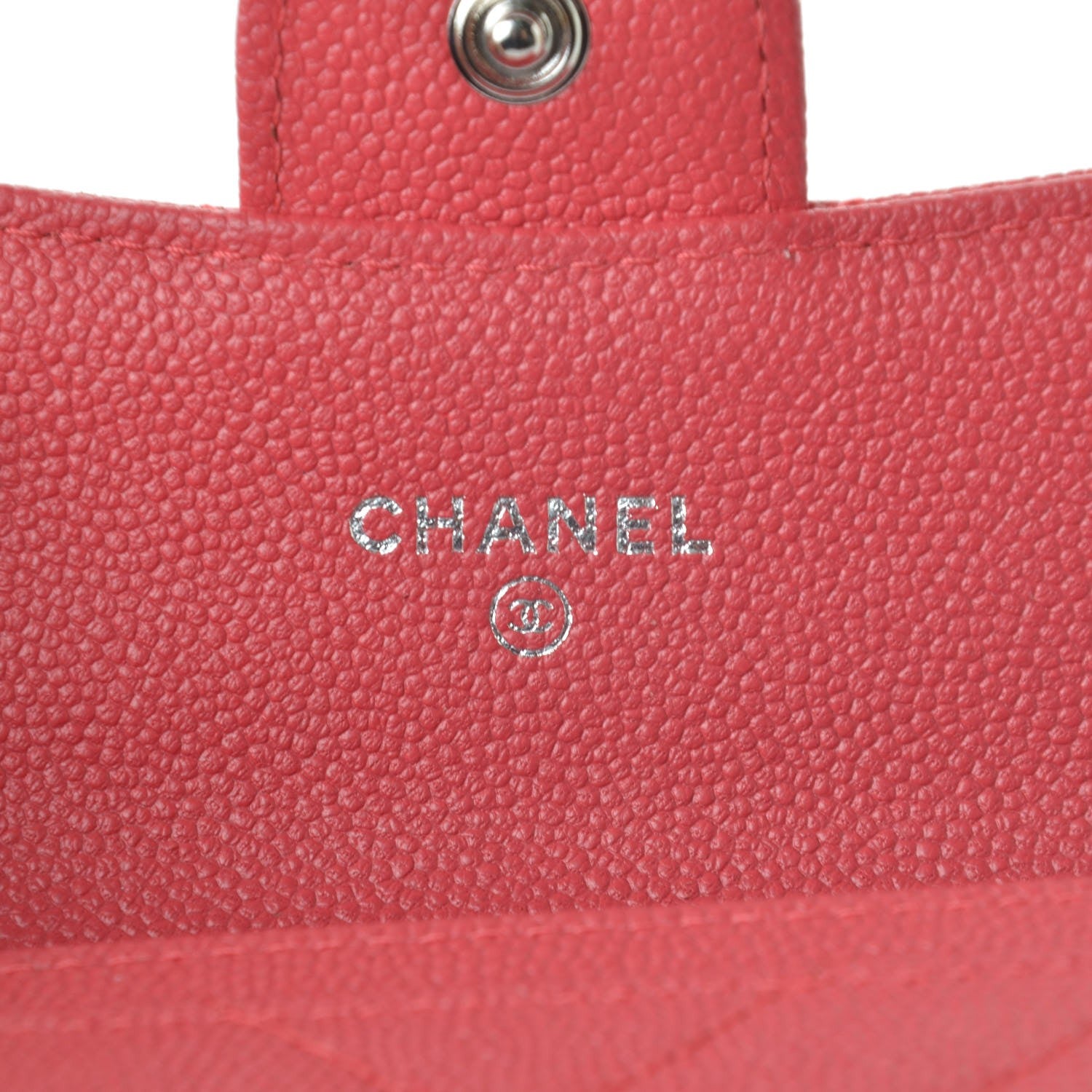 Chanel Caviar Chevron Quilted Card Holder Wallet Light Red 6 of 13