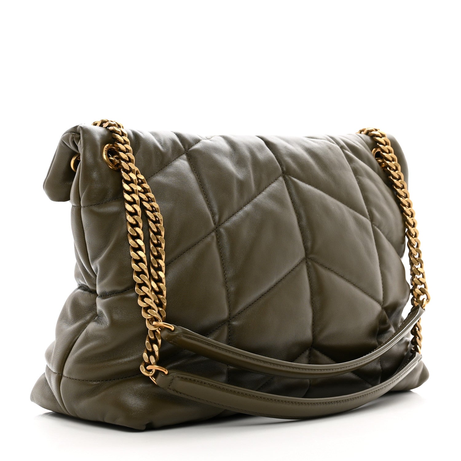 Saint Laurent Lambskin Quilted Medium Loulou Puffer Monogram Chain Satchel Seaweed 3 of 10