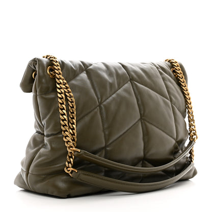 Saint Laurent Lambskin Quilted Medium Loulou Puffer Monogram Chain Satchel Seaweed 3 of 10