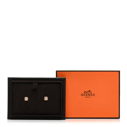 Hermes 18K Rose Gold Diamond Clou d'H Stud Earrings 5 of 5