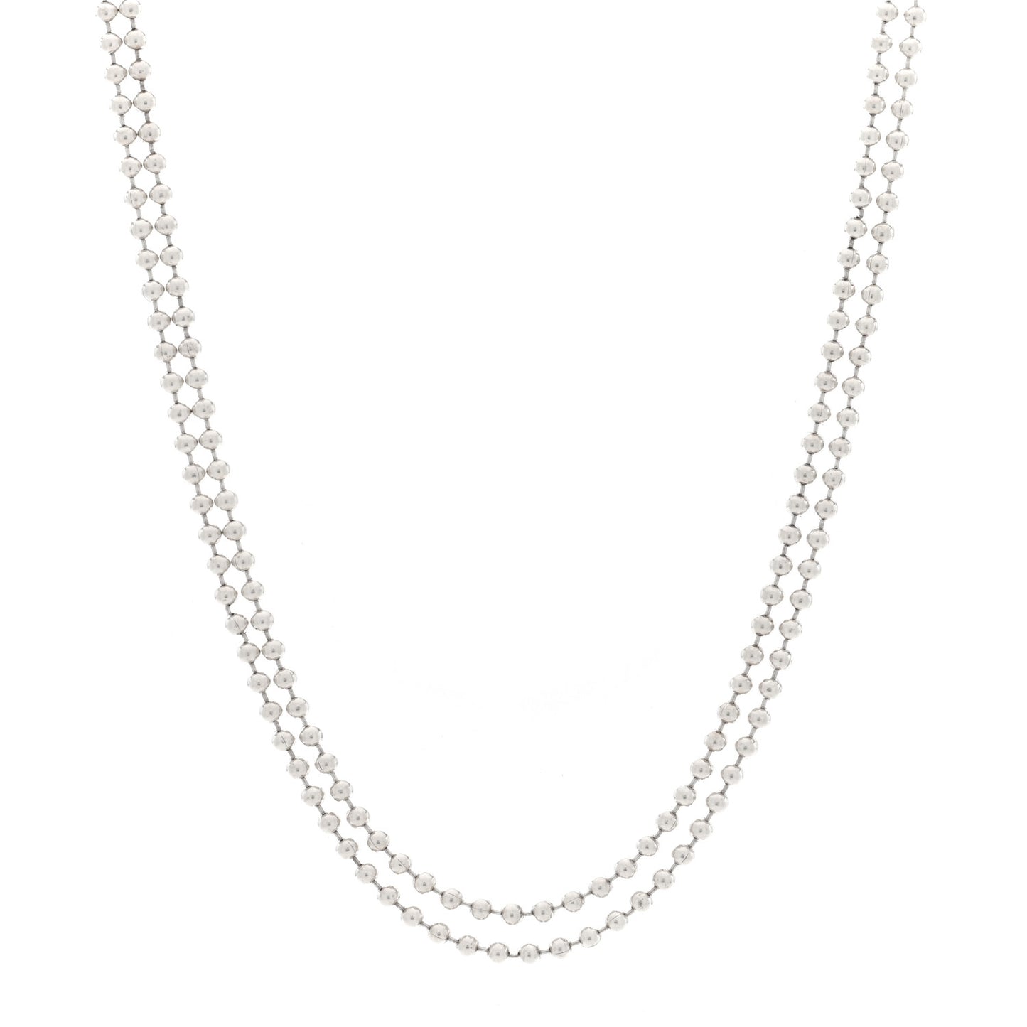 Sterling Silver Bead Chain Necklace 34"