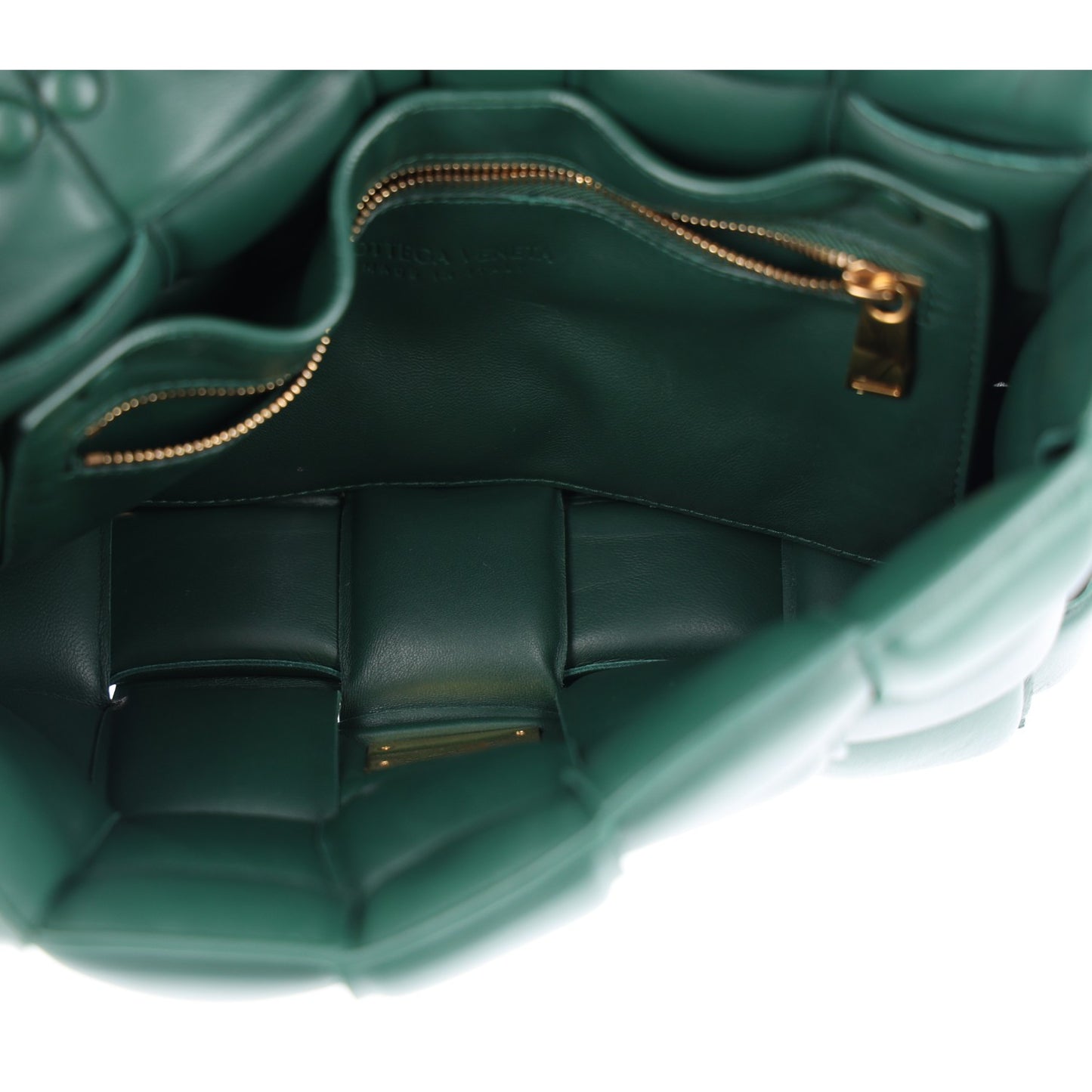 Lambskin Maxi Intreccio Padded Chain Cassette Crossbody Bag Raintree