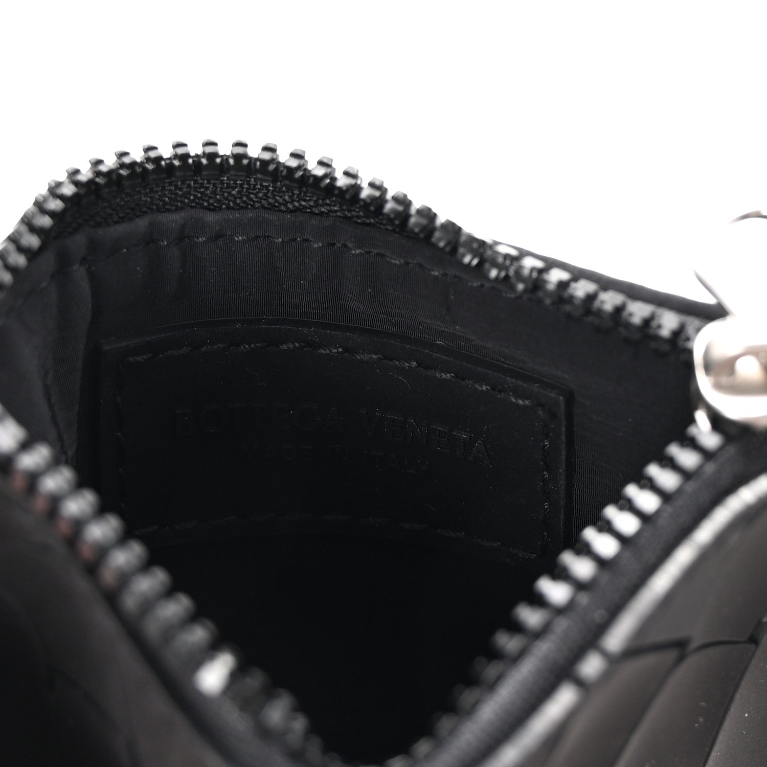 Bottega Veneta Rubber Nylon Intrecciato Zip Card Holder Black 6 of 7