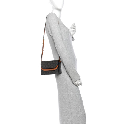 Celine Triomphe Canvas Lambskin Wallet On Strap Tan 2 of 14