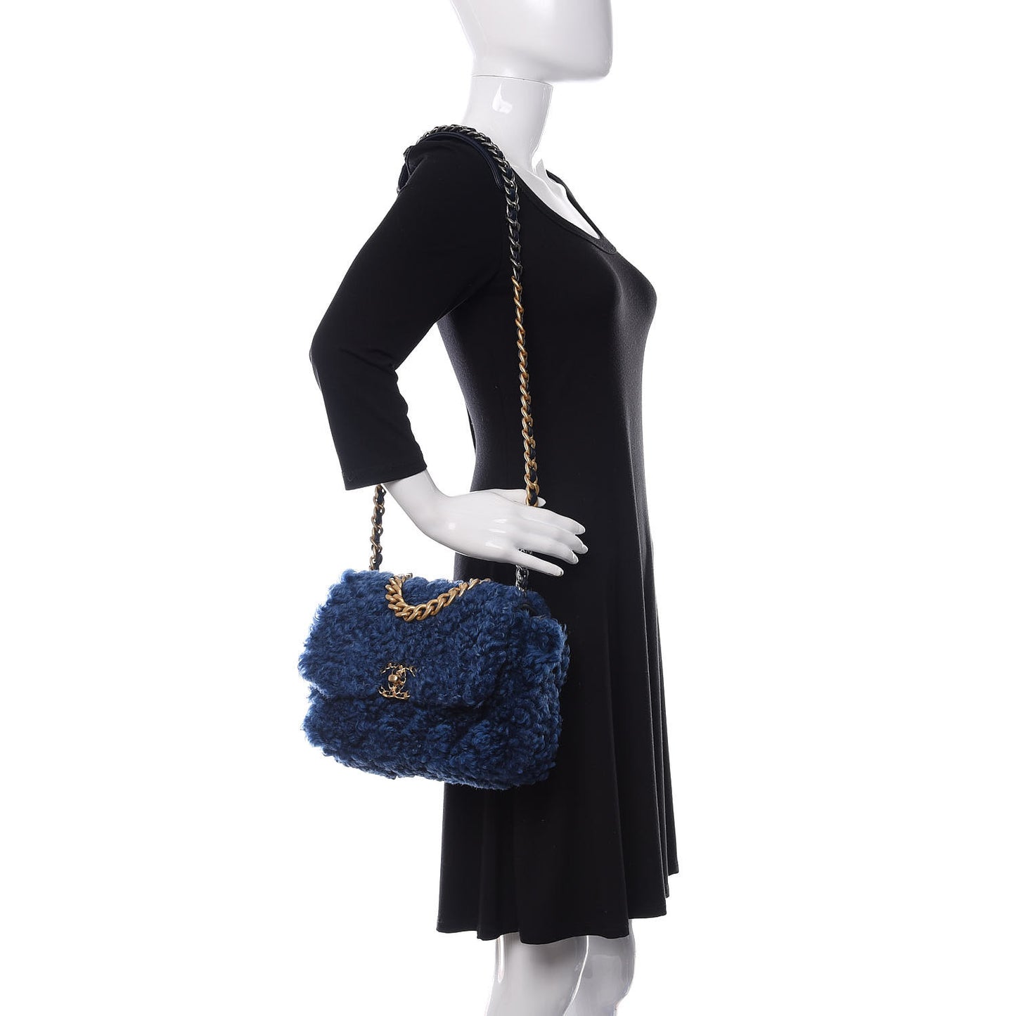 Shearling Sheepskin Medium 19 Flap Blue