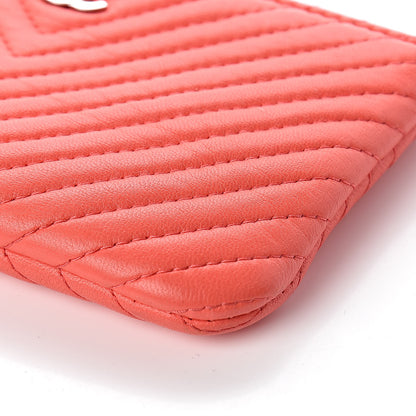 Chanel Lambskin Chevron Quilted Small Cosmetic Case Orange 9 of 12