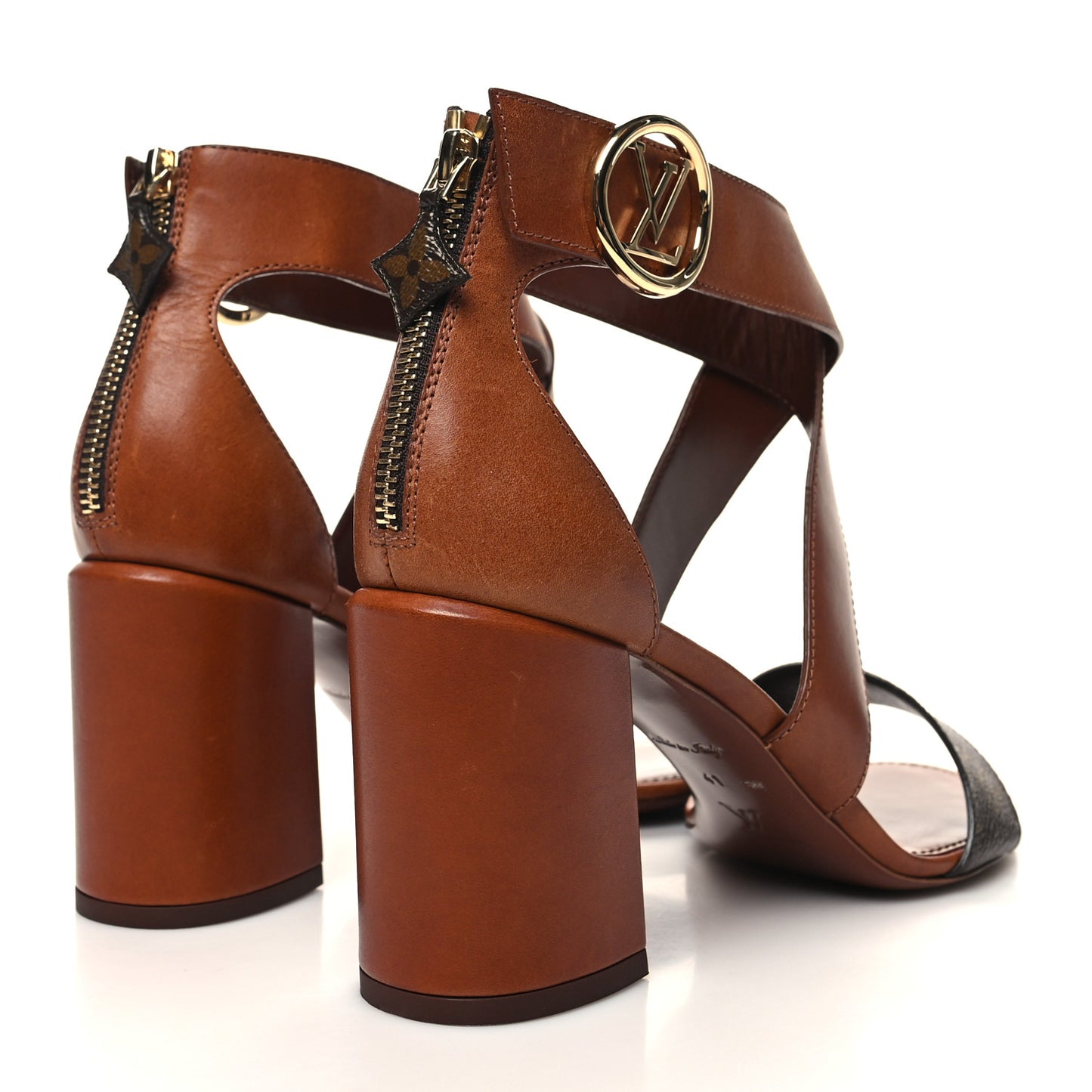 Calfskin Monogram Horizon Sandals 41 Cognac Brown
