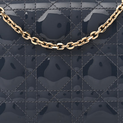 Christian Dior Patent Cannage Lady Dior Chain Wallet Denim 8 of 14