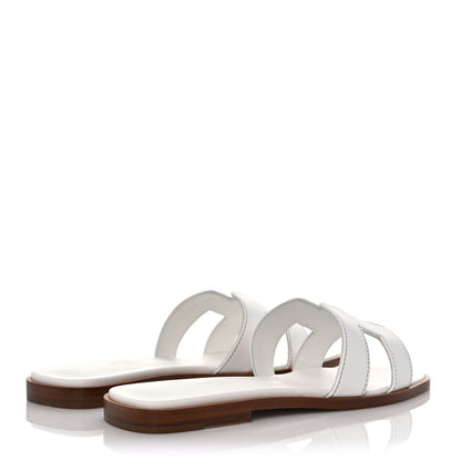Hermes Box Calfskin Oran Sandals 36 White 4 of 9