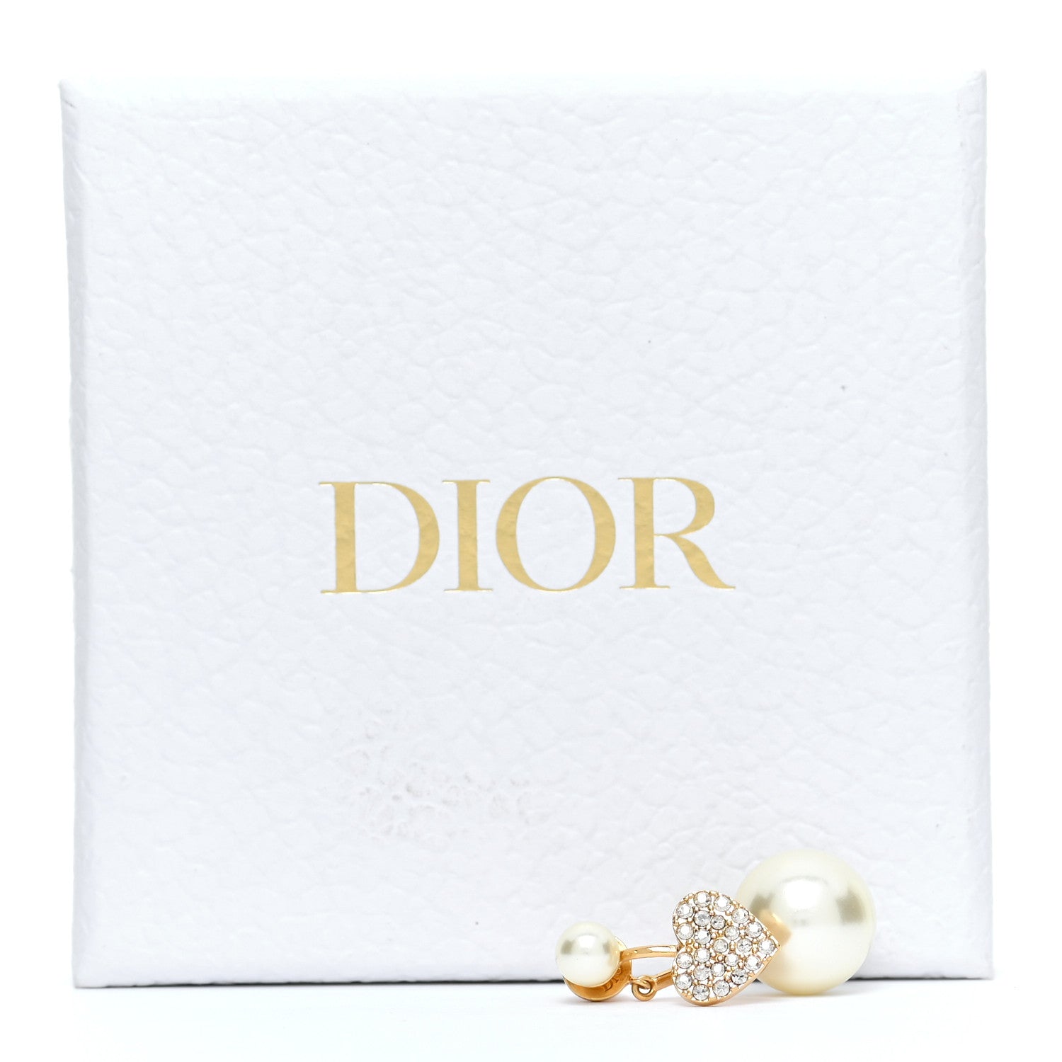 Christian Dior Pearl Crystal Heart Tribal Earring Gold 5 of 5
