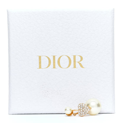 Christian Dior Pearl Crystal Heart Tribal Earring Gold 5 of 5