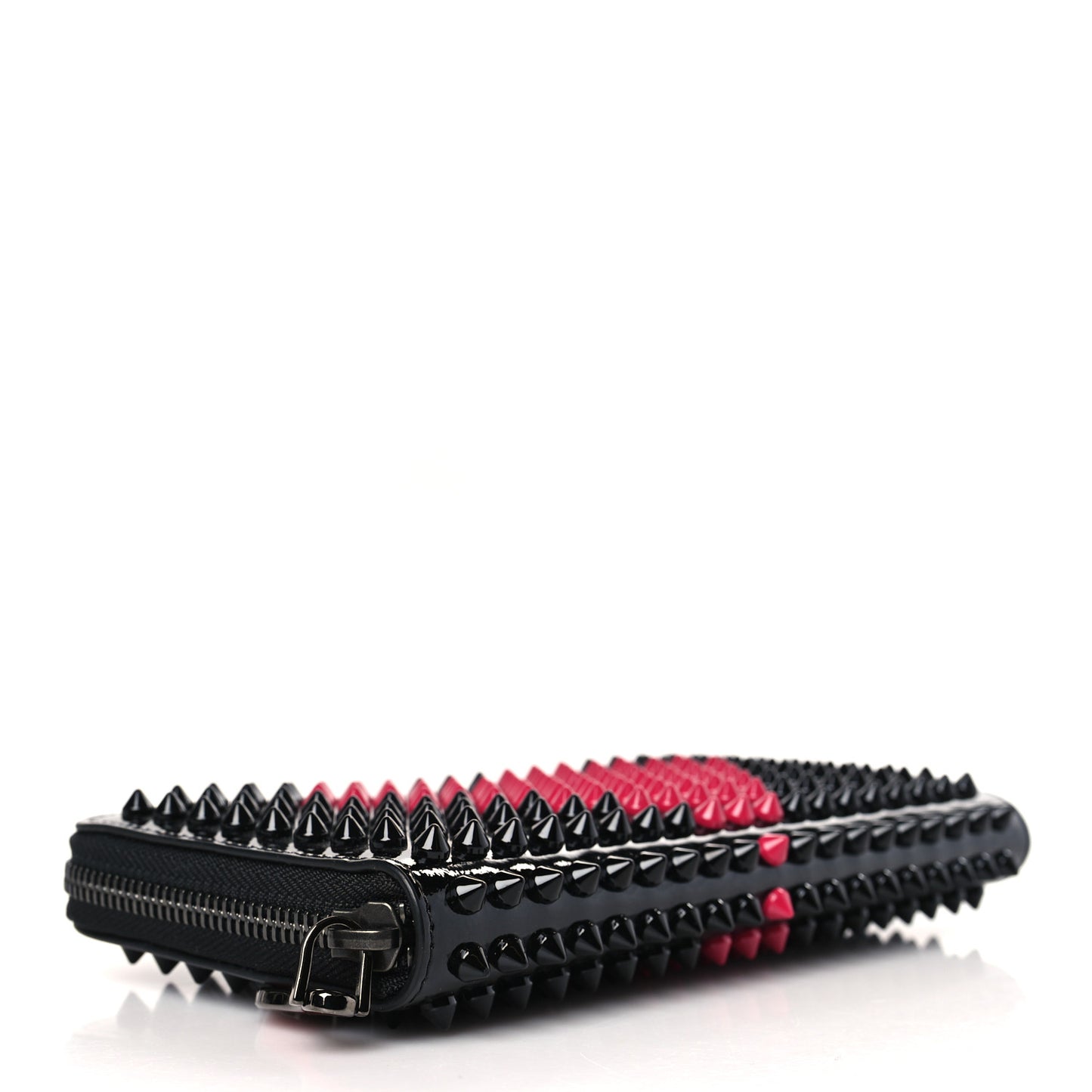 Patent Panettone Spiked Valentines Zip Around Wallet Black Fuchsia