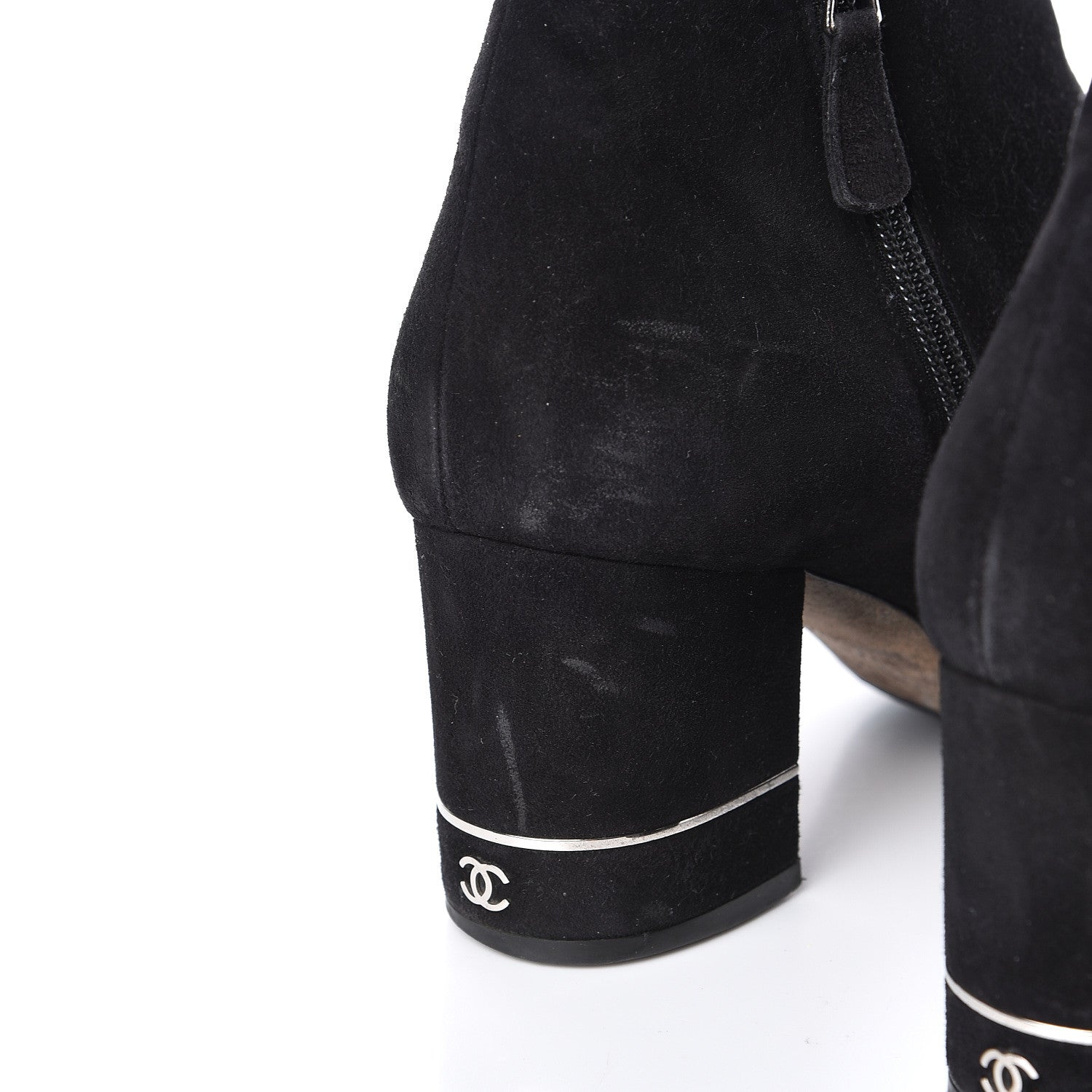 Chanel Suede CC Cap Toe Ankle Booties Boots 38.5 Black 11 of 11