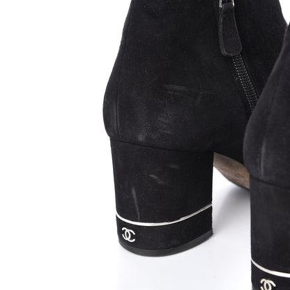 Chanel Suede CC Cap Toe Ankle Booties Boots 38.5 Black 11 of 11