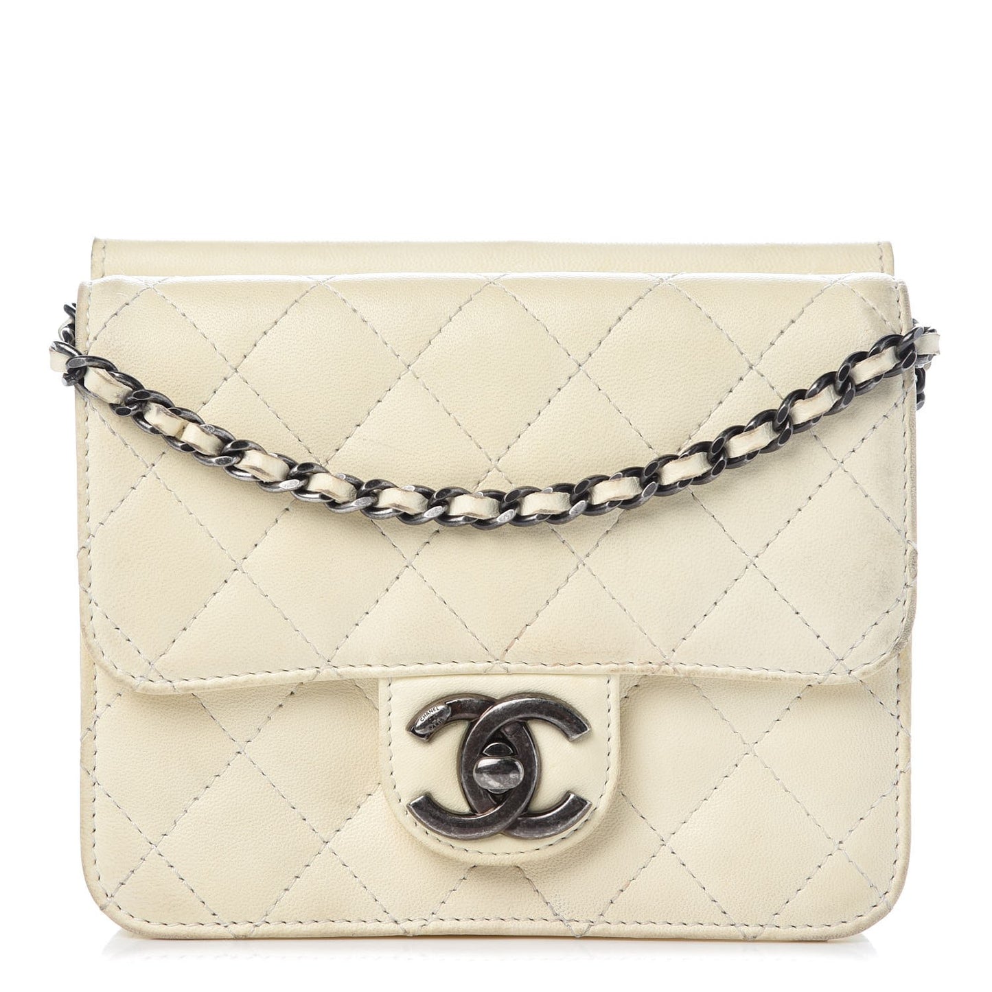 Lambskin Quilted Mini Crossing Times White