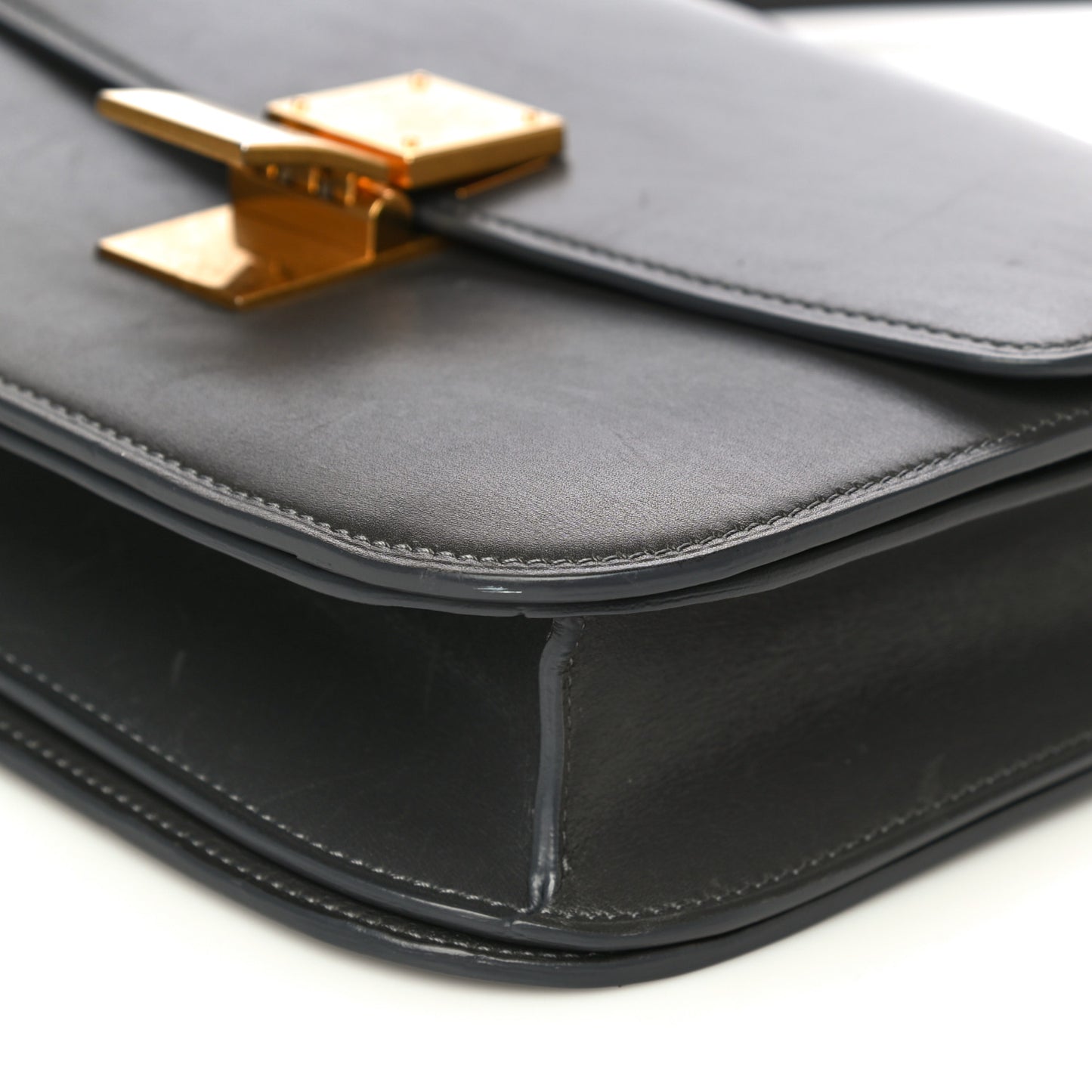 Box Calfskin Medium Classic Box Flap Bag Grey