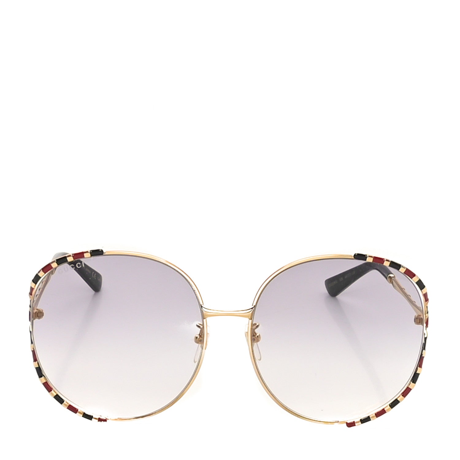 Gucci Metal Round Frame GG0595S Sunglasses Gold Black Red 2 of 7