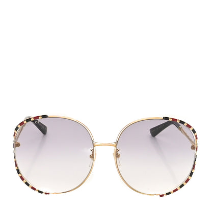Gucci Metal Round Frame GG0595S Sunglasses Gold Black Red 2 of 7