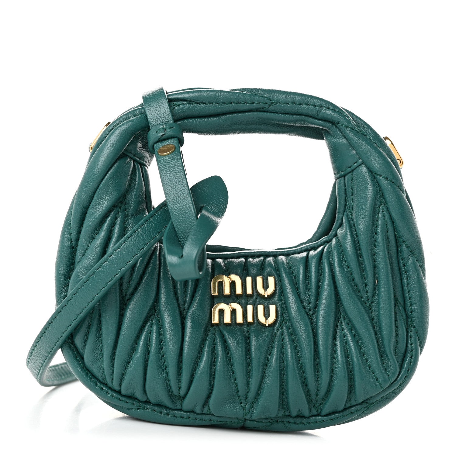 Miu Miu Nappa Matelasse Micro Wander Hobo Laguna 1 of 9