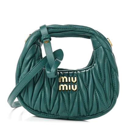 Miu Miu Nappa Matelasse Micro Wander Hobo Laguna 1 of 9