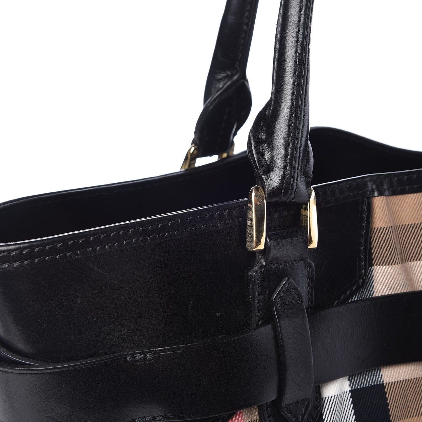 House Check Bridle Calfskin Medium Lynher Tote Black