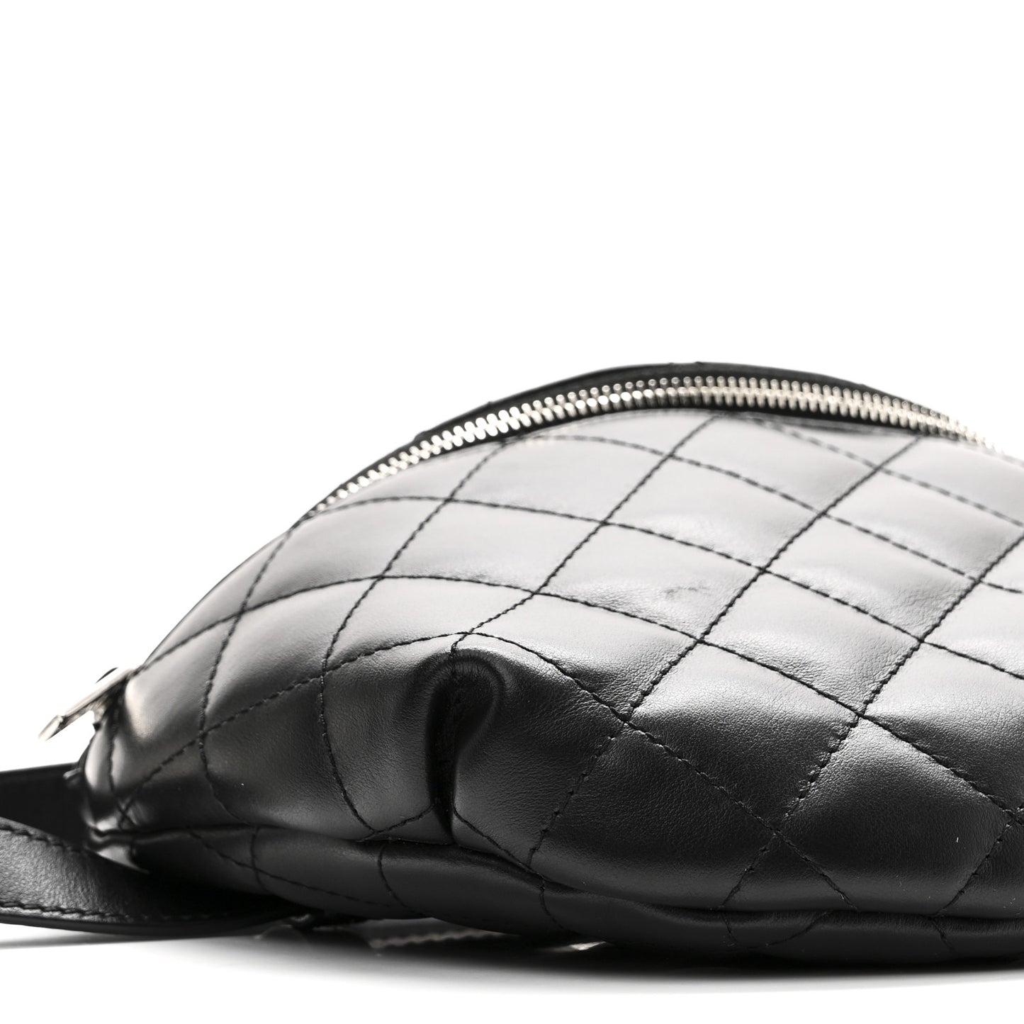 Calfskin Quilted Waist Belt Bag Black