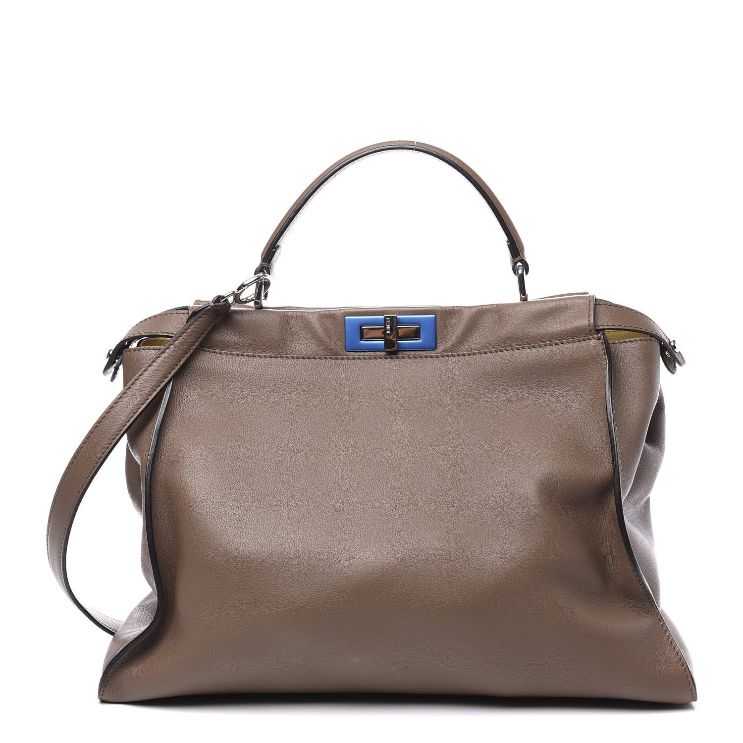 Fendi Vitello Dolce Shiny Nappa Large Peekaboo Iconic Satchel Brown 1 of 10