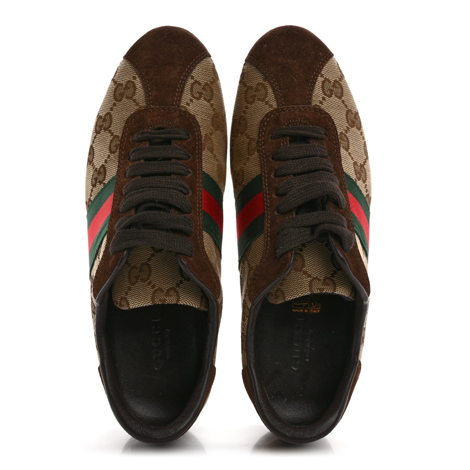 Gucci GG Monogram Suede Vintage Web Womens Sneakers 35.5 Dark Chestnut 2 of 10