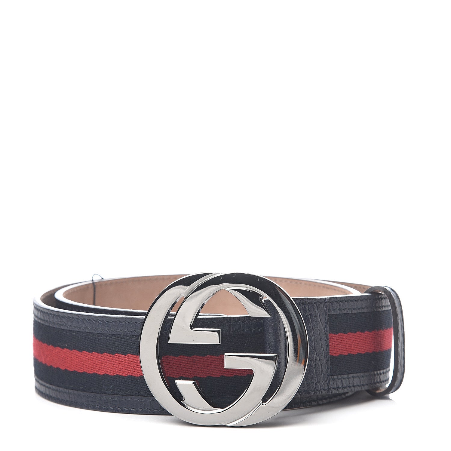 Gucci Calfskin Web Interlocking G Belt 75 30 Navy 1 of 5