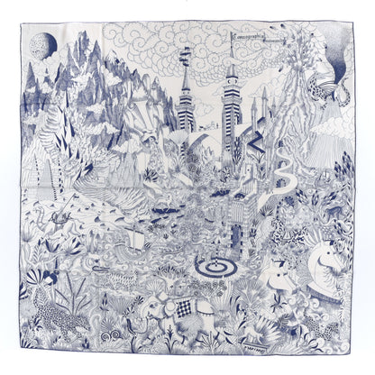 Hermes Cashmere Silk Cosmographia Universalis Shawl 140 White Encre 1 of 4