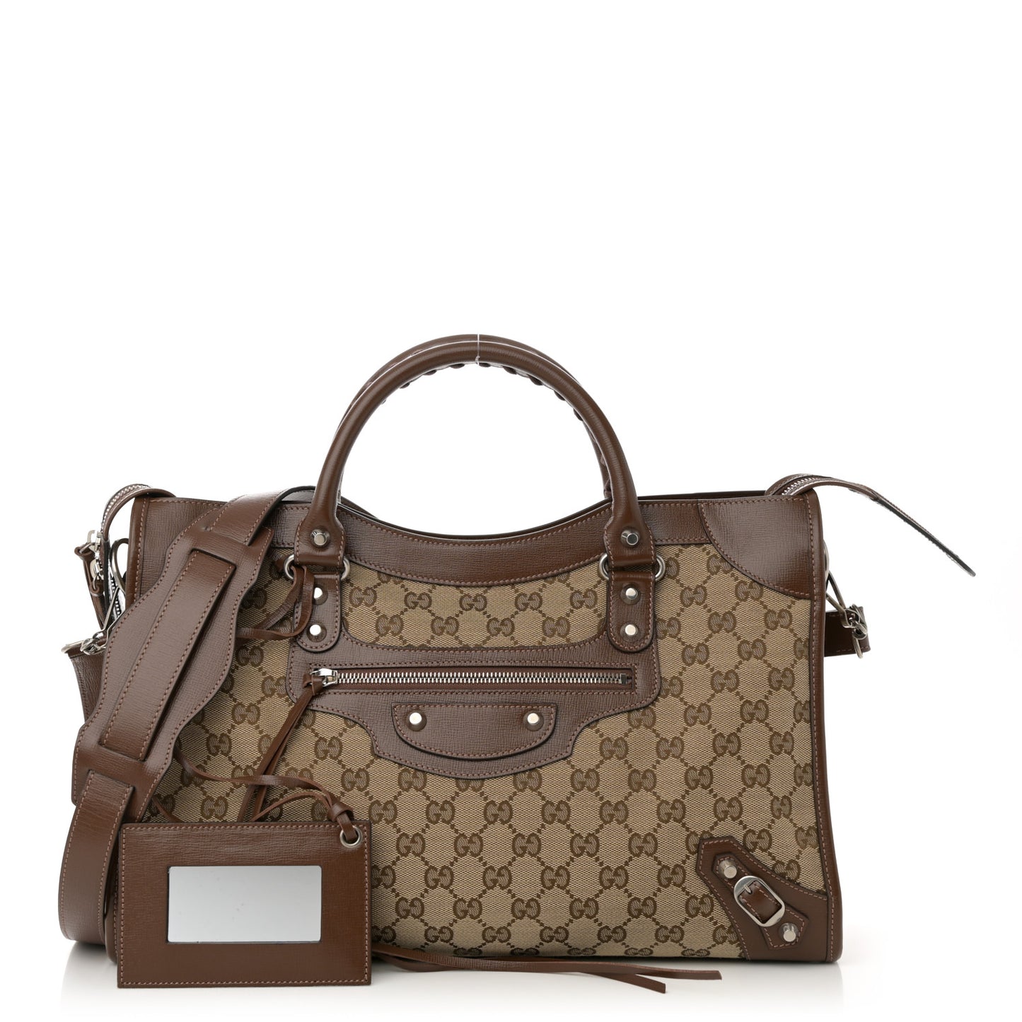 X GUCCI GG Monogram Azalea Calfskin Neo Classic Silver Hardware Medium City Beige Ebony Brown Sugar