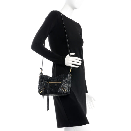 Agneau Classic Gold Hardware Hip Black