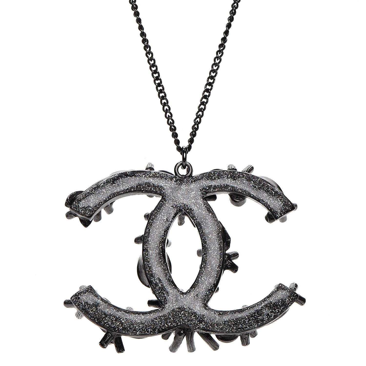 Chanel Ruthenium Crystal CC Necklace Black 4 of 7