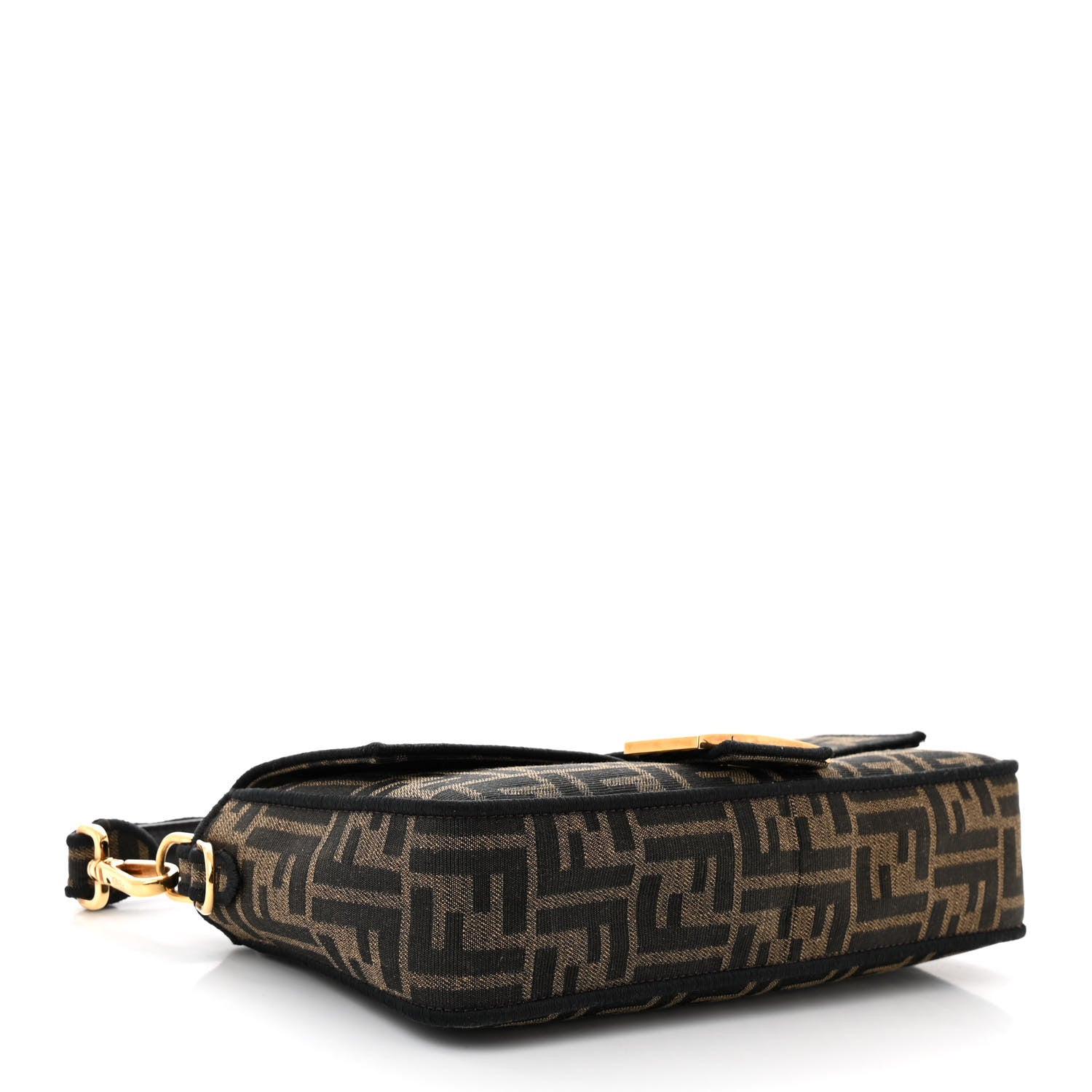 Fendi Fabric Jacquard FF 1974 Medium Baguette Tobacco Moro Black 4 of 11