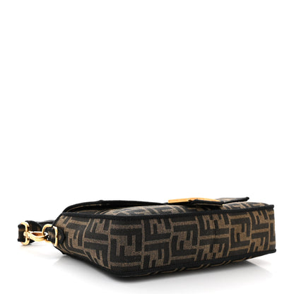 Fendi Fabric Jacquard FF 1974 Medium Baguette Tobacco Moro Black 4 of 11