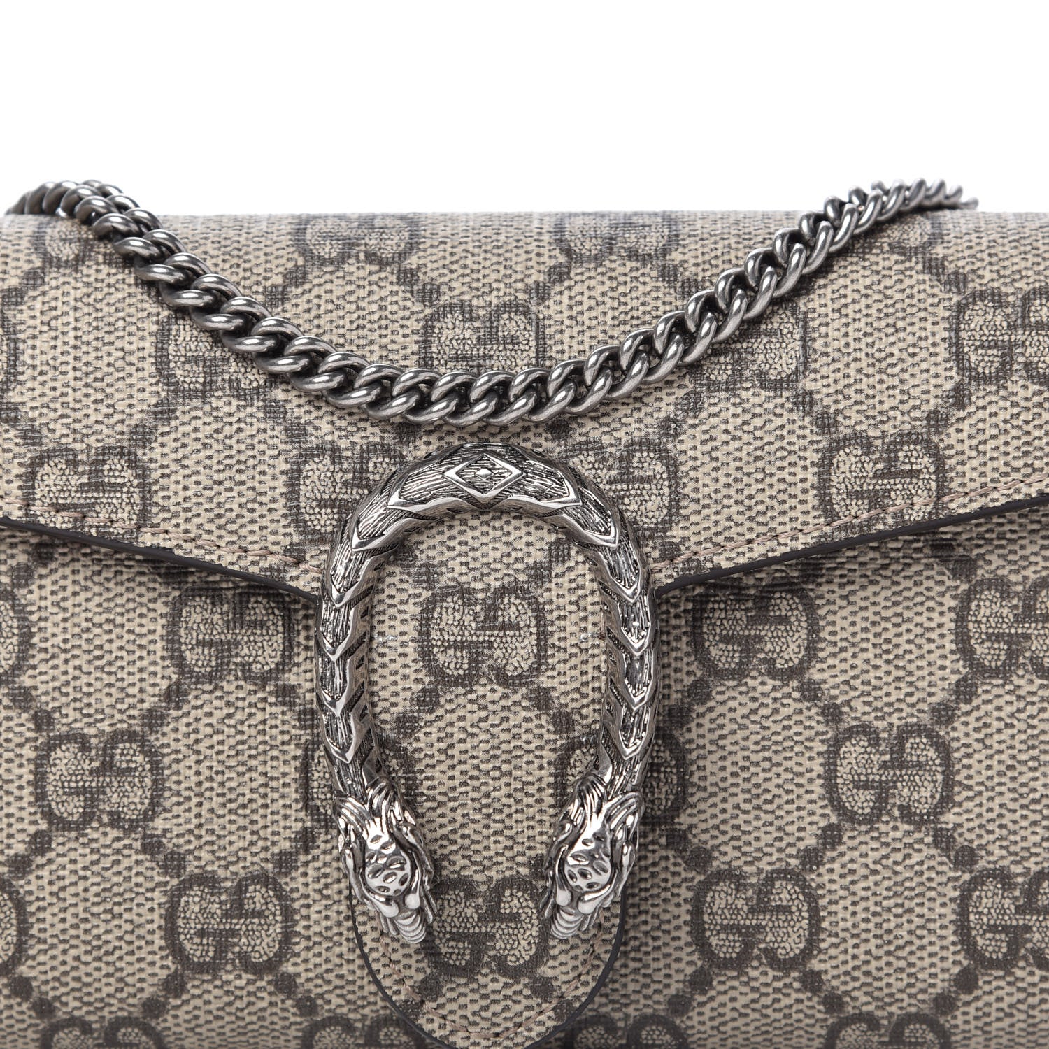 Gucci GG Supreme Monogram Dionysus Chain Clutch Wallet Beige Taupe 9 of 9