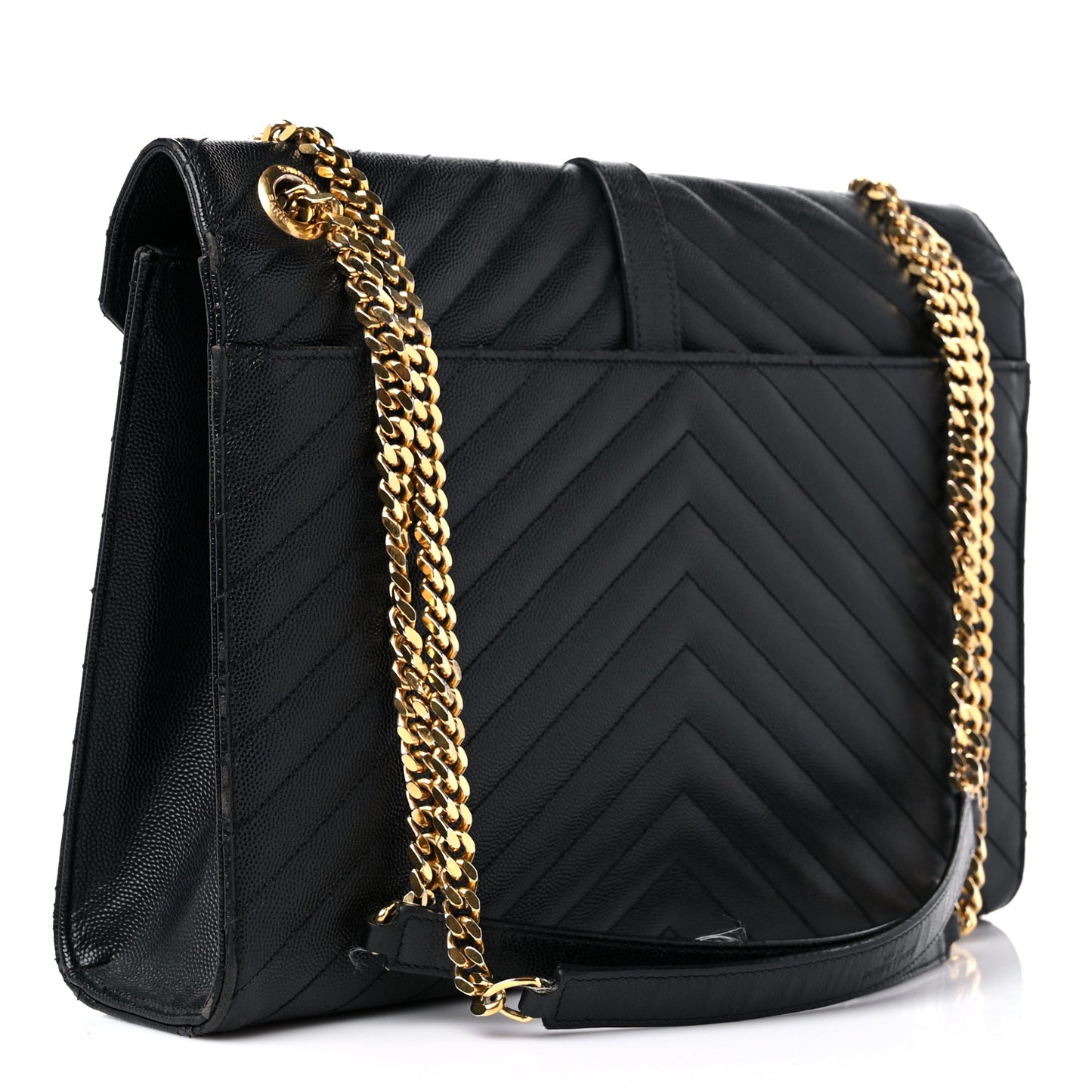 Grain De Poudre Matelasse Chevron Large Monogram Satchel Black