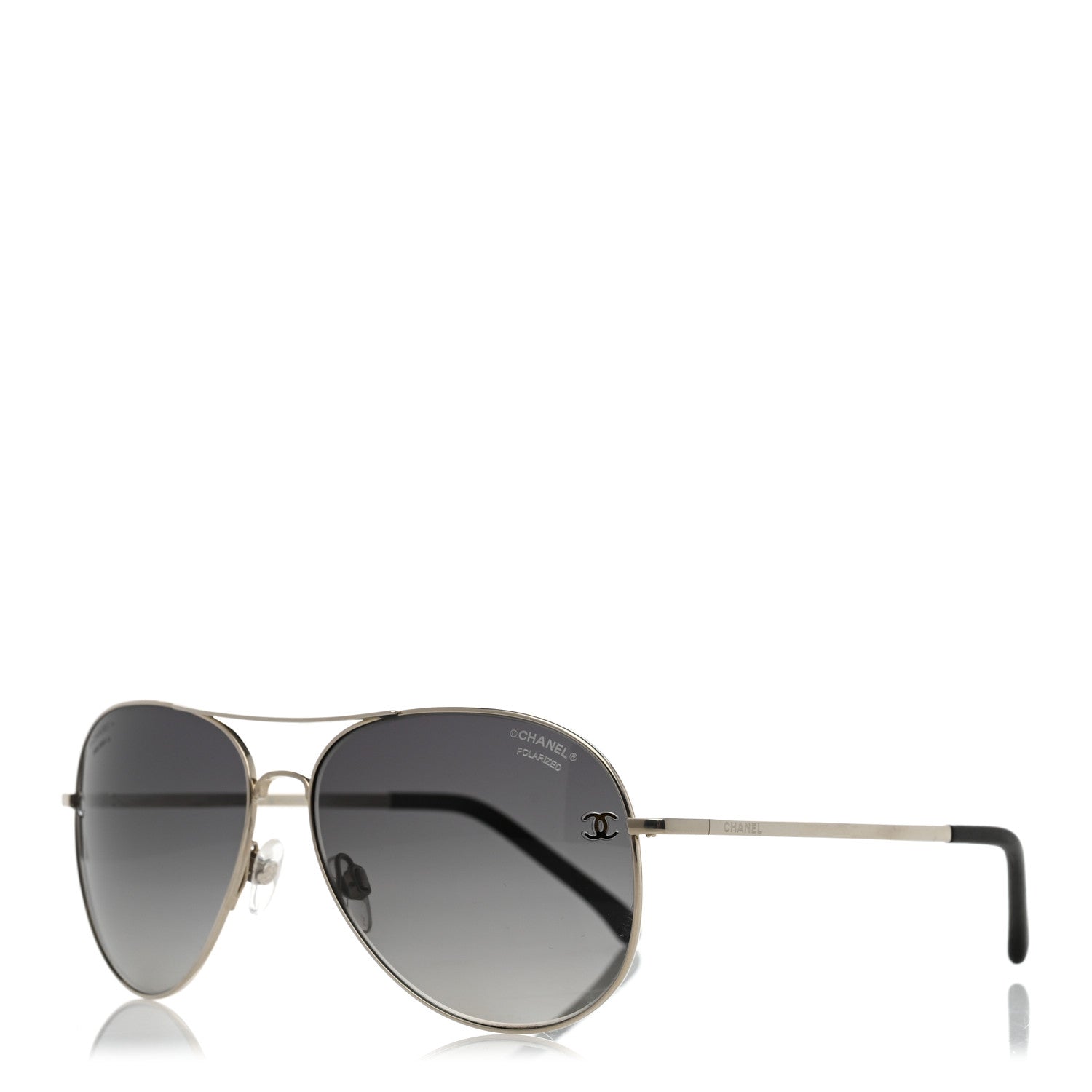 Chanel Aviator CC Sunglasses 4189-T-Q Silver 1 of 8