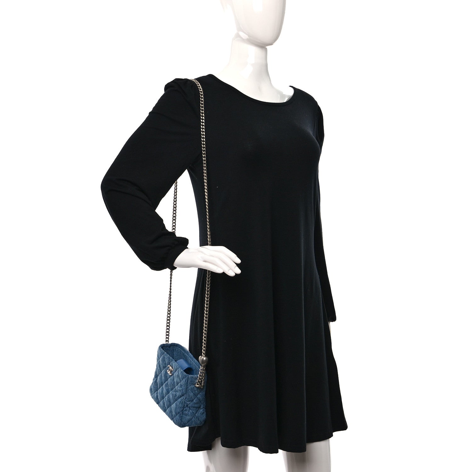 Chanel Denim Quilted Camellia Sweetheart Small Hobo Blue 2 of 11